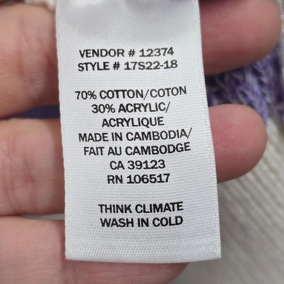 Northern Reflections Shirt Womens Large‎ White Purple Stripes Knit Cottagecore - Picture 5 of 10